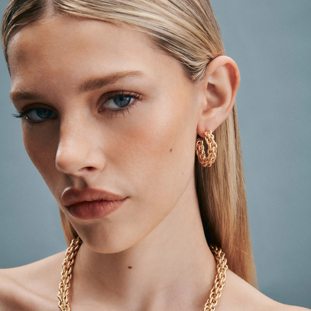 Elysian Collective Gimme Tangled Chain Hoops Gold