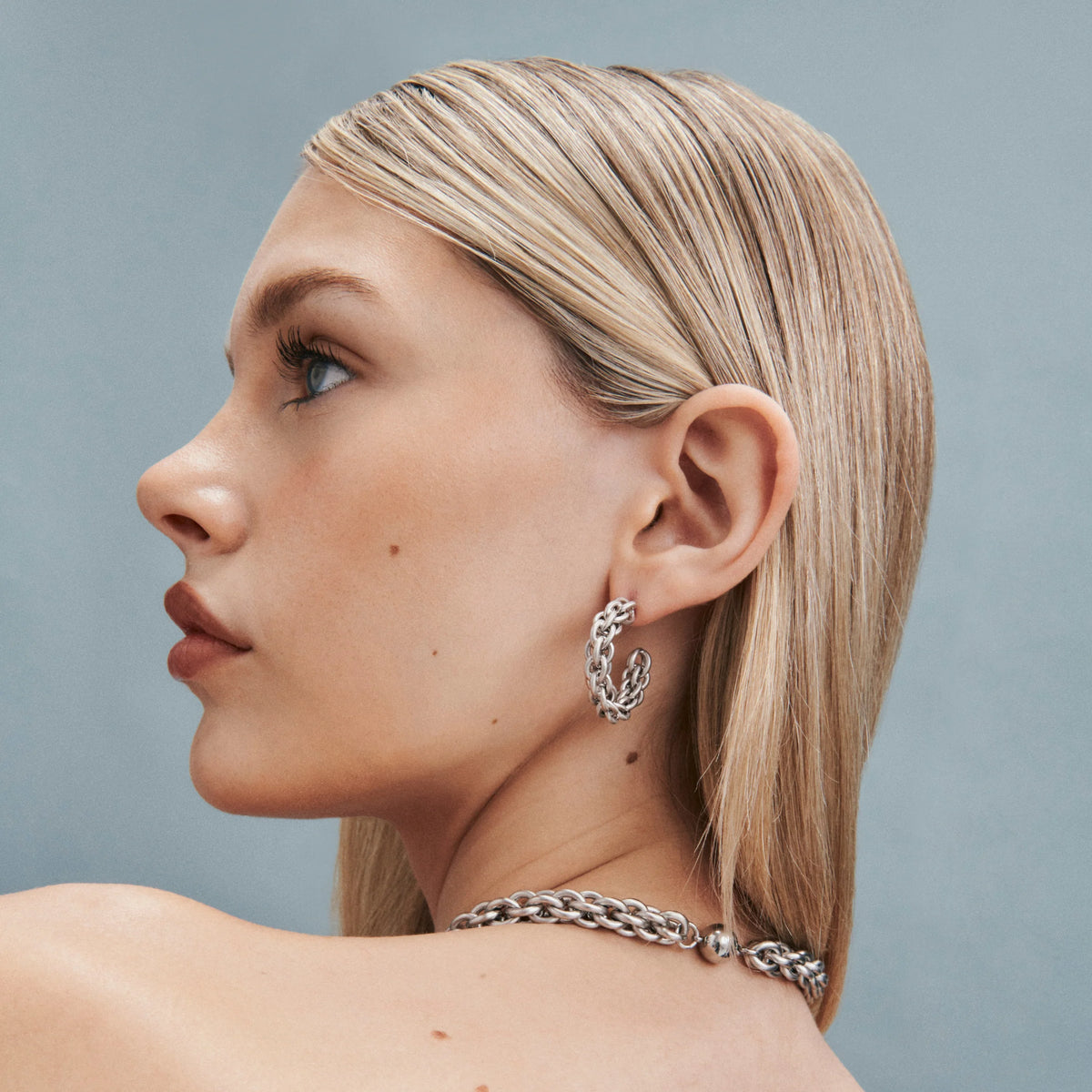 Elysian Collective Gimme Tangled Chain Hoops Silver