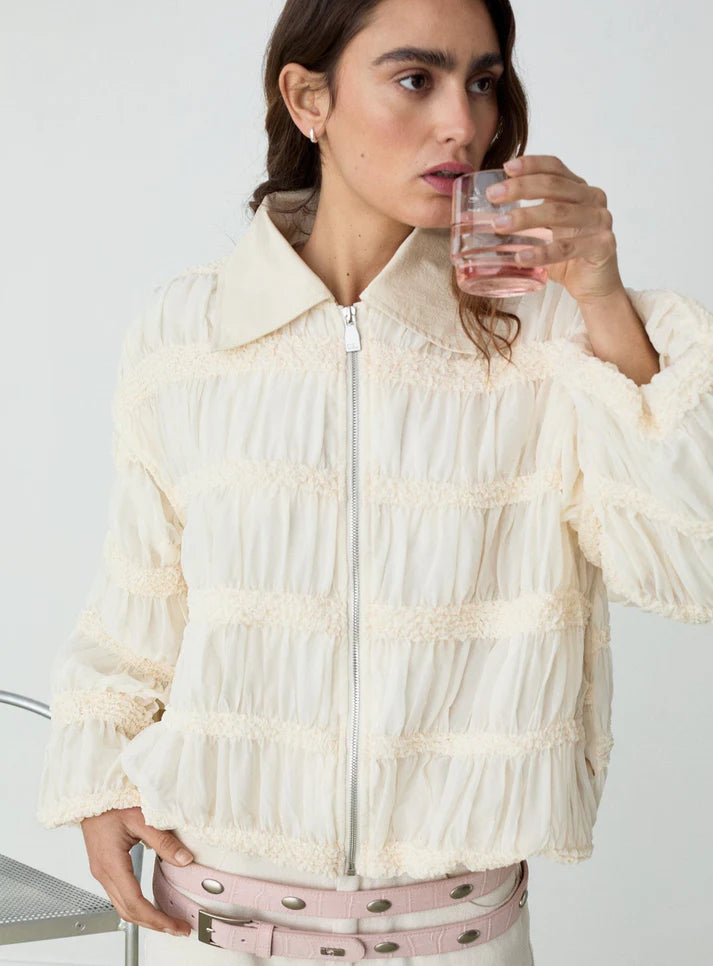 Elysian Collective Kiara Ecru Bomber Jacket 