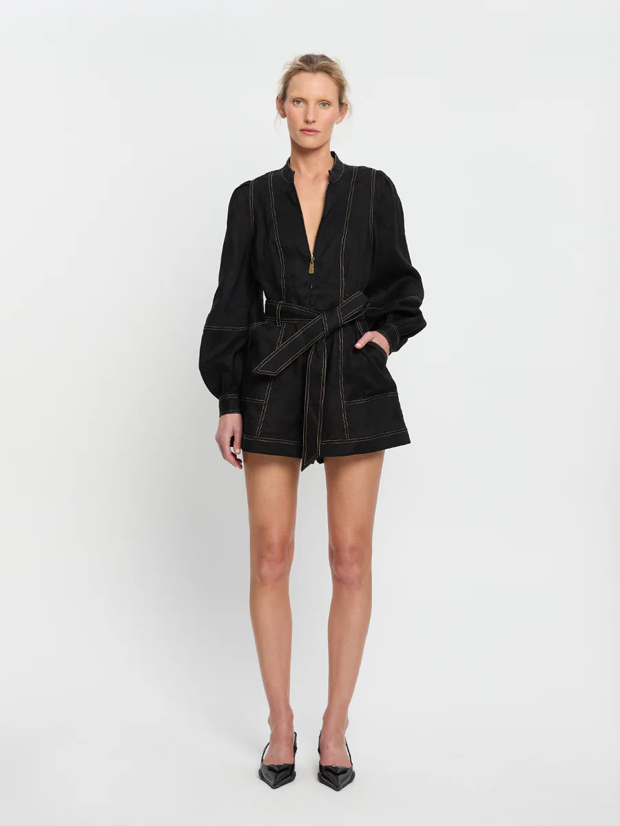 Elysian Collective Kivari Ada Playsuit Black