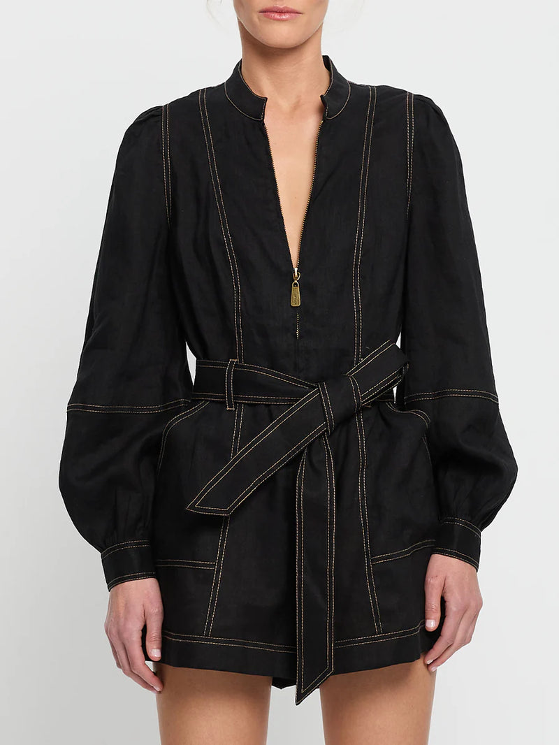 Elysian Collective Kivari Ada Playsuit Black