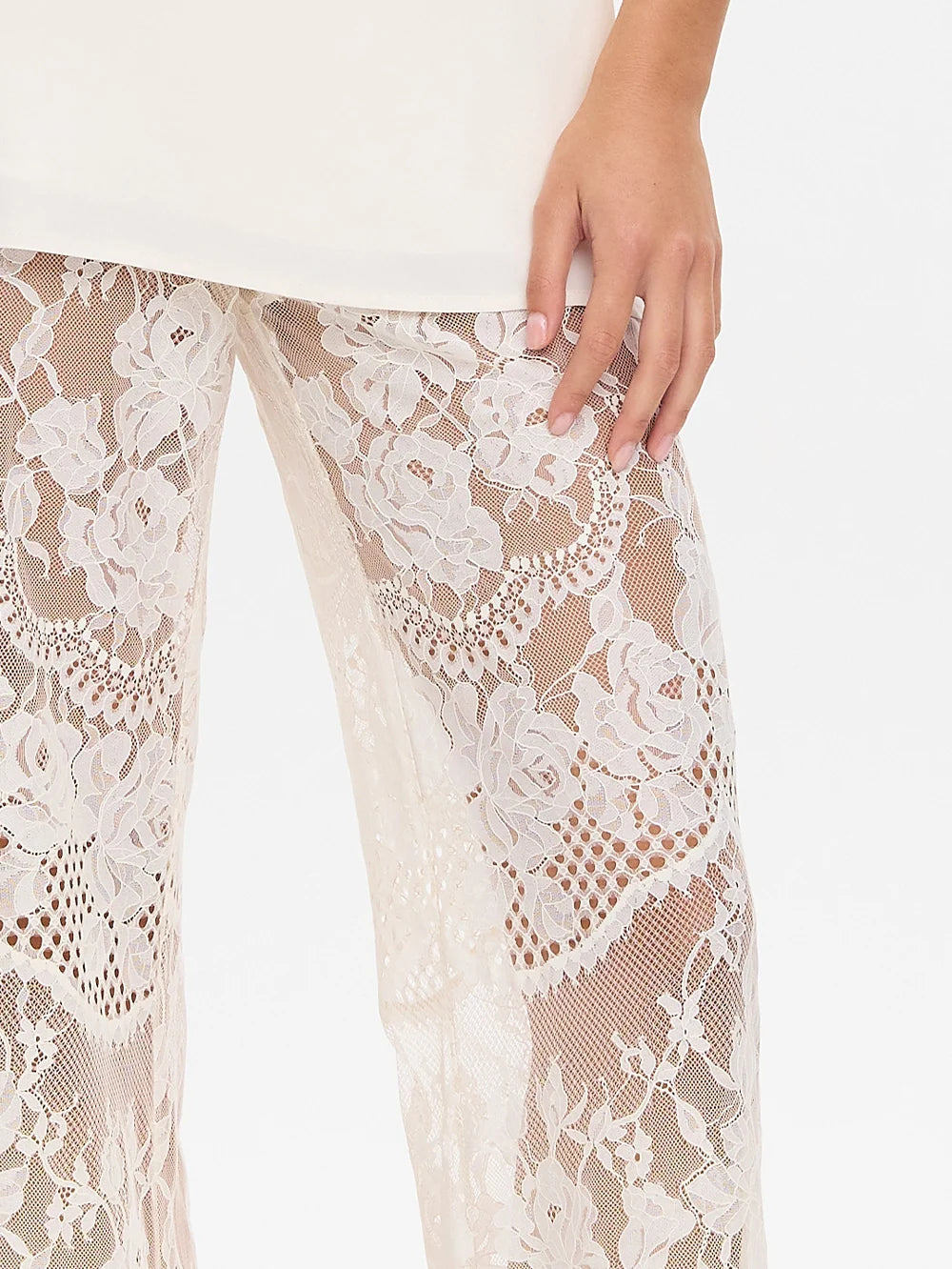 Elysian Collective Kivari Arabella Lace Pant Cream