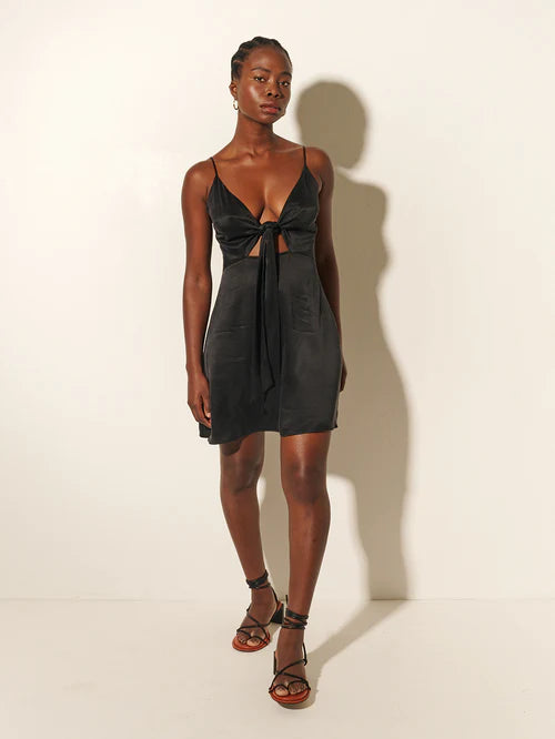 Black tie deals front mini dress