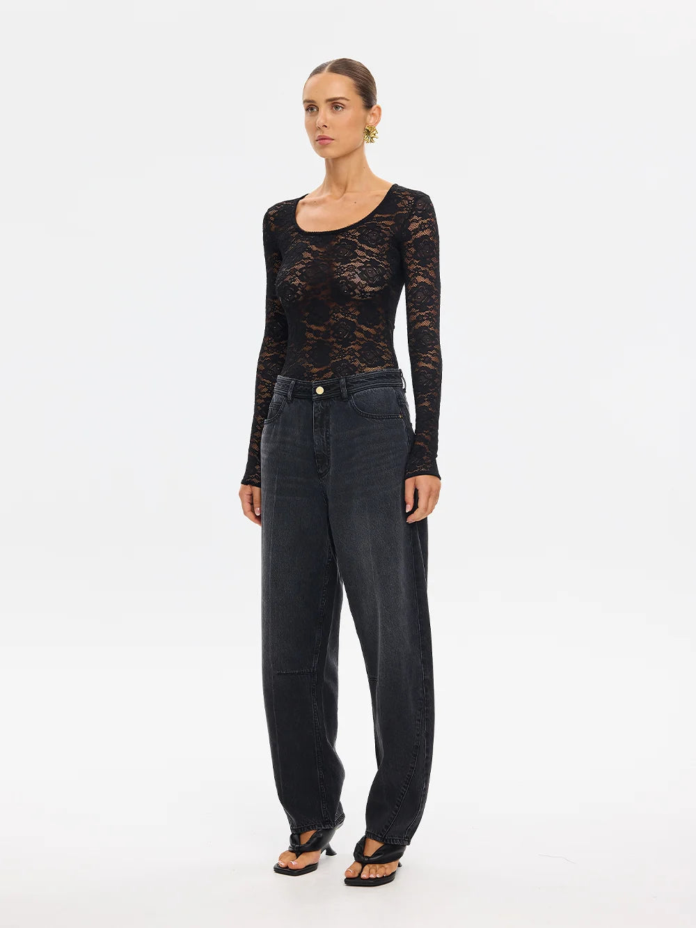 Elysian Collective Kivari Bonnie Lace Bodysuit Black