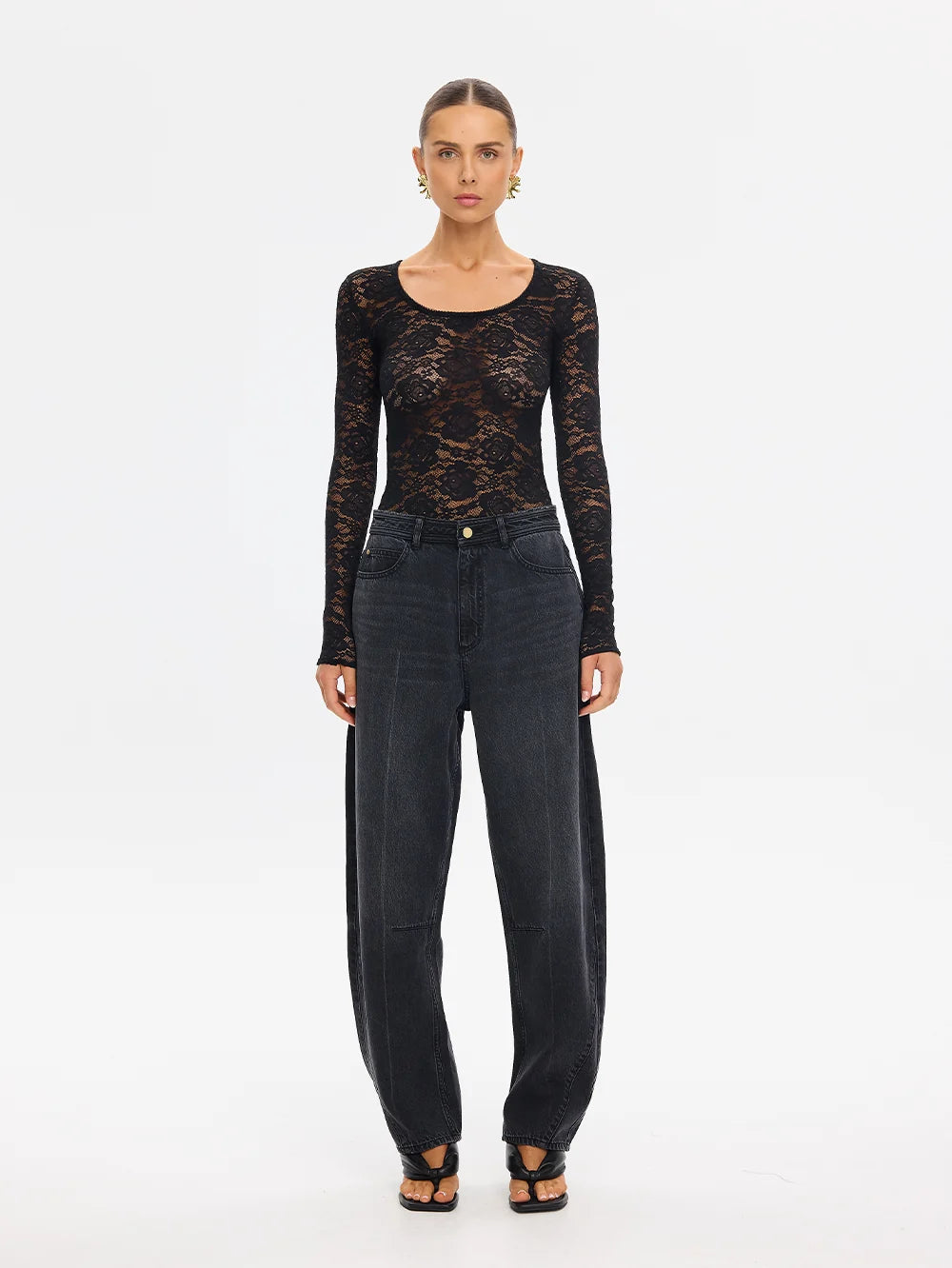 Elysian Collective Kivari Bonnie Lace Bodysuit Black