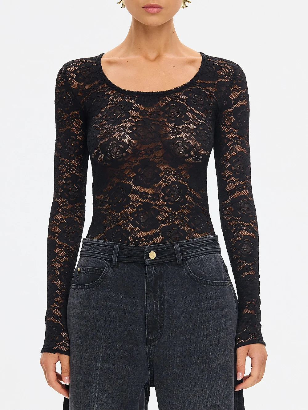 Elysian Collective Kivari Bonnie Lace Bodysuit Black