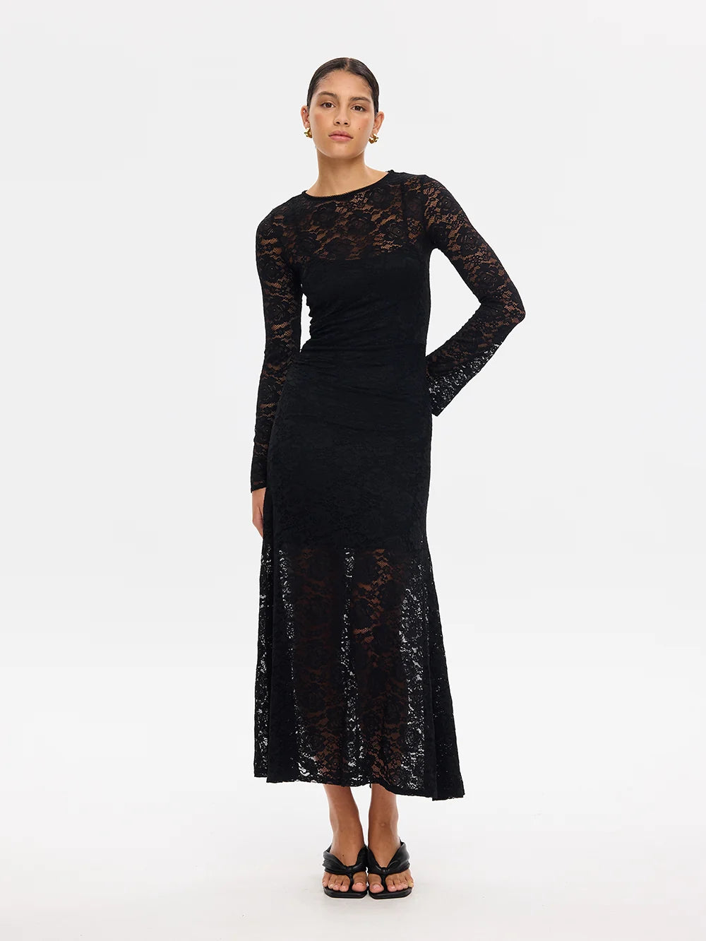 Elysian Collective Kivari Bonnie Lace Maxi Dress Black