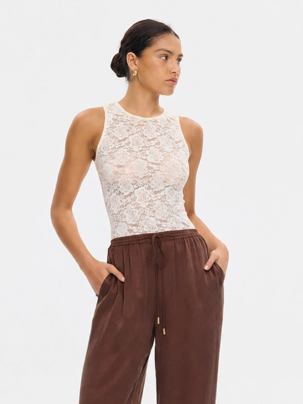 Elysian Collective Kivari Bonnie Lace Tank Ivory