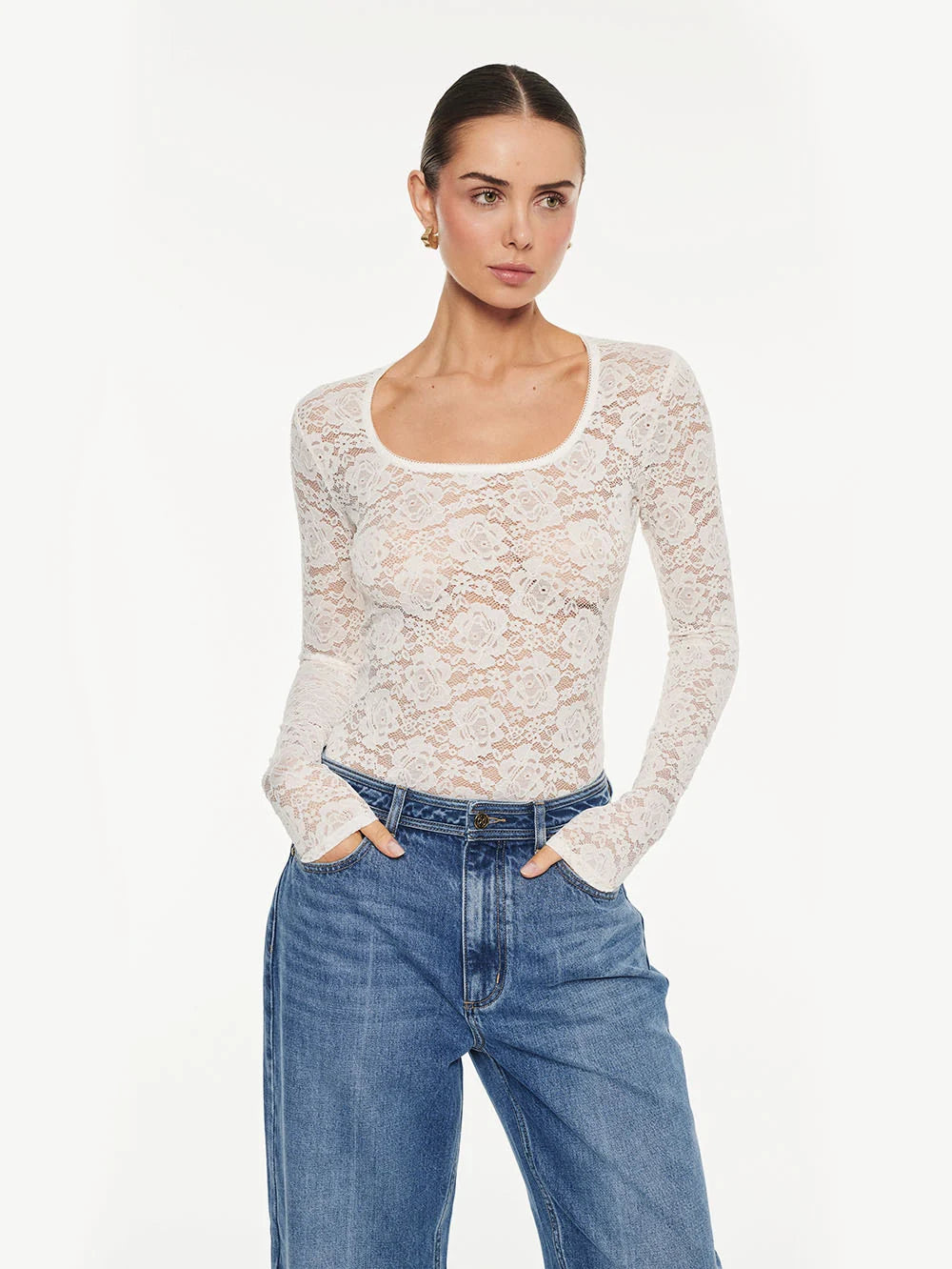 Elysian Collective Kivari Bonnie Lace Top Ivory
