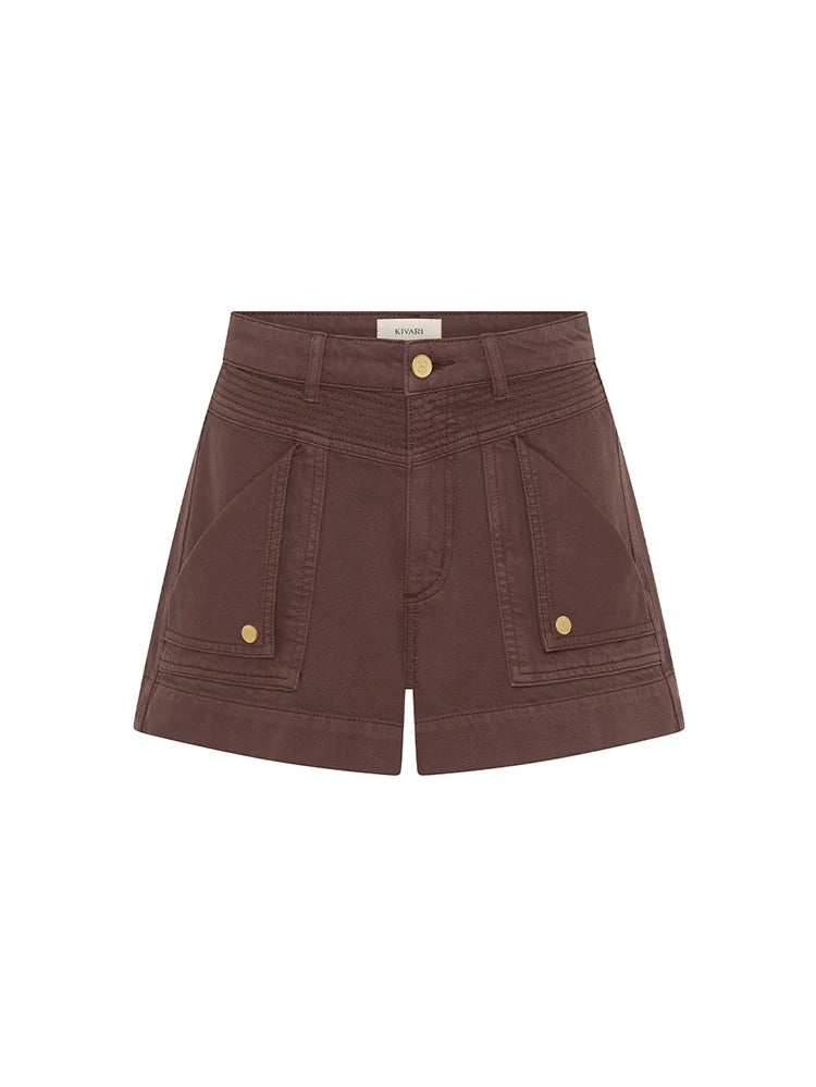 Elysian Collective Kivari Celene Denim Short Chocolate