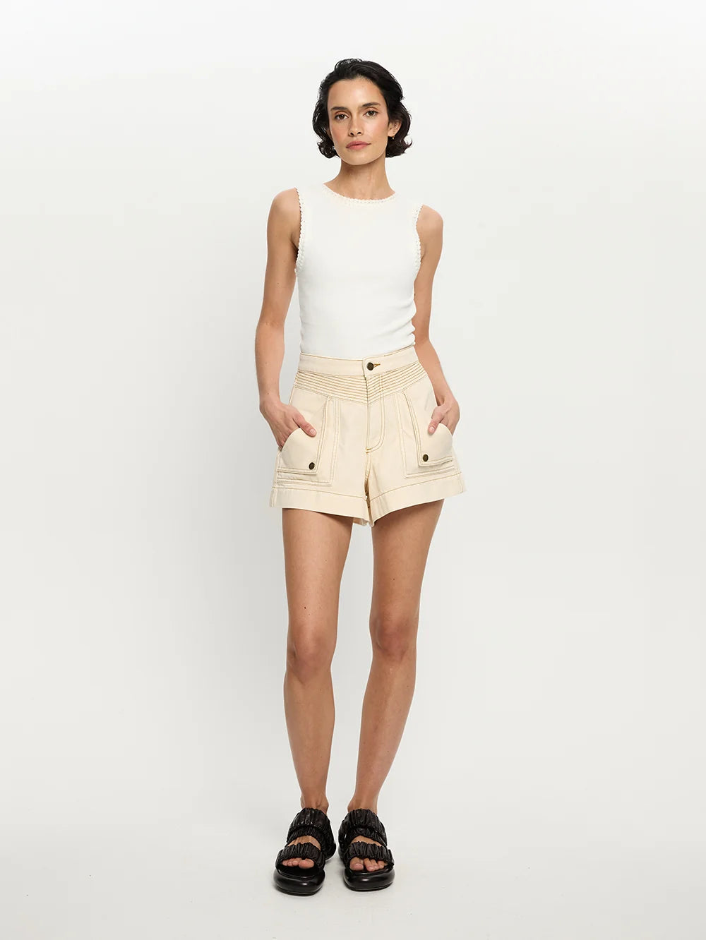 Elysian Collective Kivari Celene Denim Short Cream