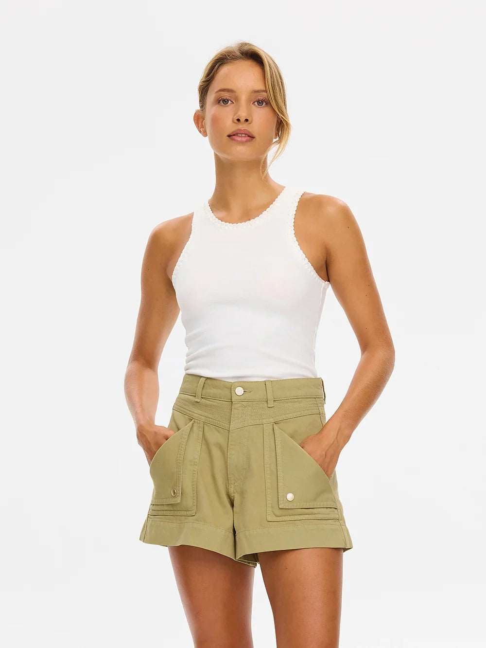 Elysian Collective Kivari Celene Denim Short Olive
