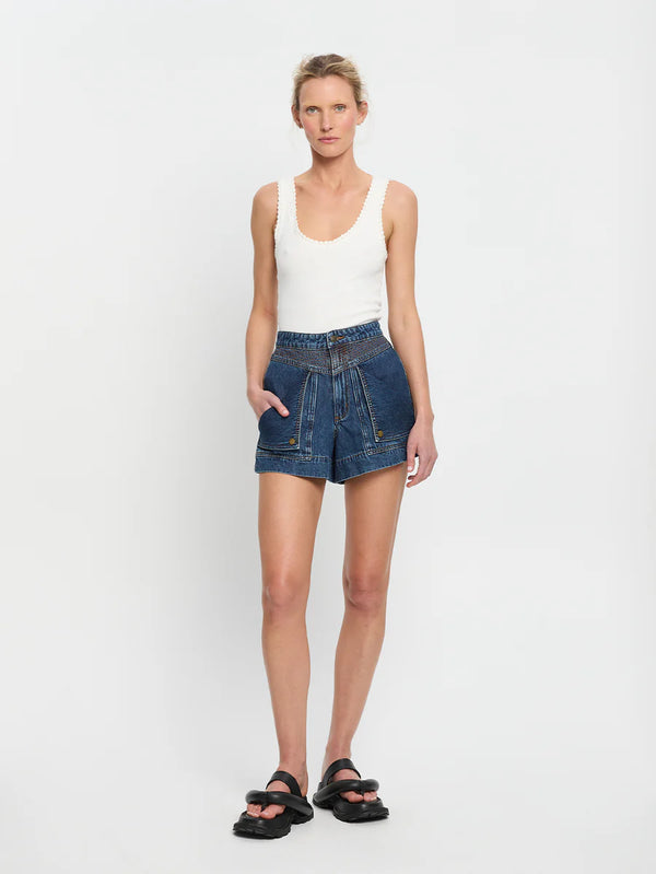 Elysian Collective Kivari Celene Denim Shorts Paloma Indigo