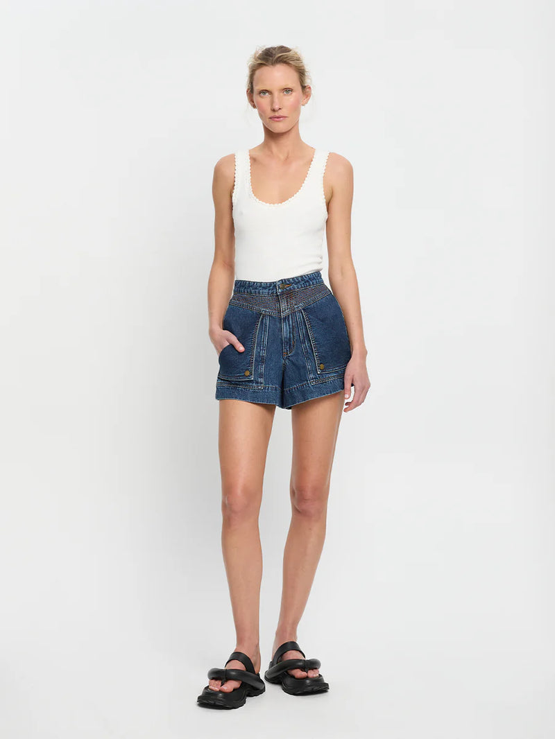 Elysian Collective Kivari Celene Denim Shorts Paloma Indigo