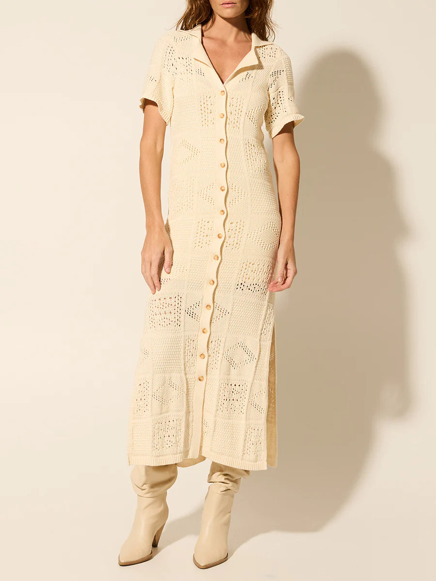 Elysian Collective Kivari Clementine Collared Midi Dress Cream