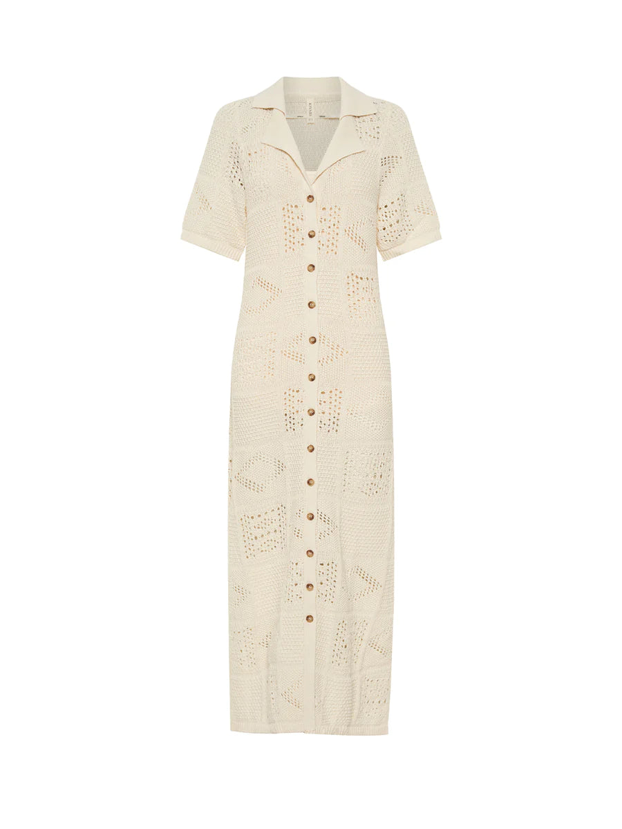 Elysian Collective Kivari Clementine Collared Midi Dress Cream