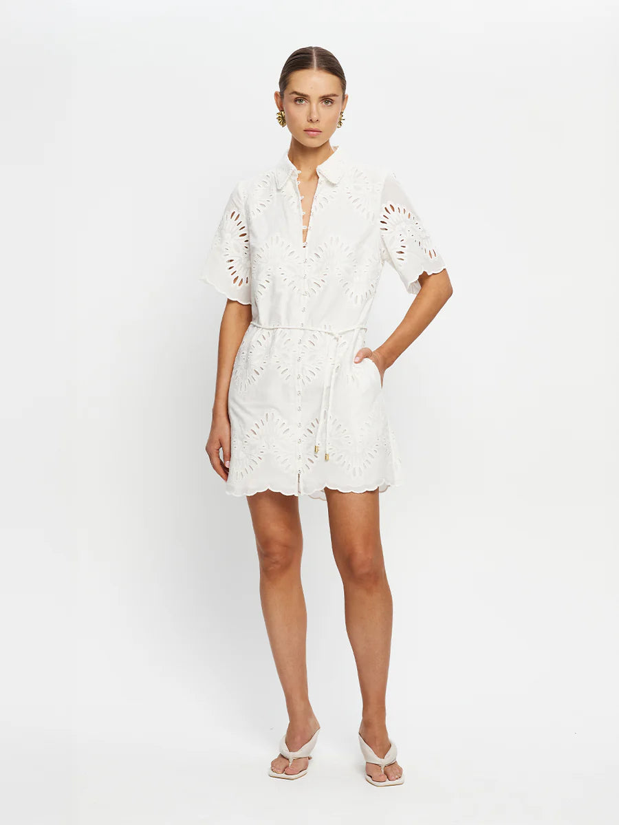 Elysian Collective Kivari Danielle Mini Shirt Dress Ivory