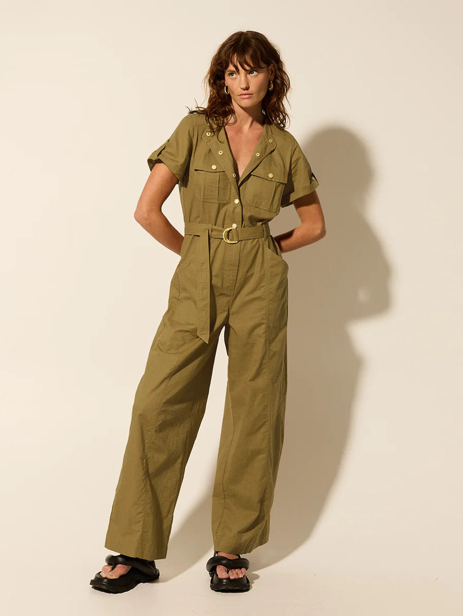 Elysian Collective  Kivari Ebony Jumpsuit Khaki