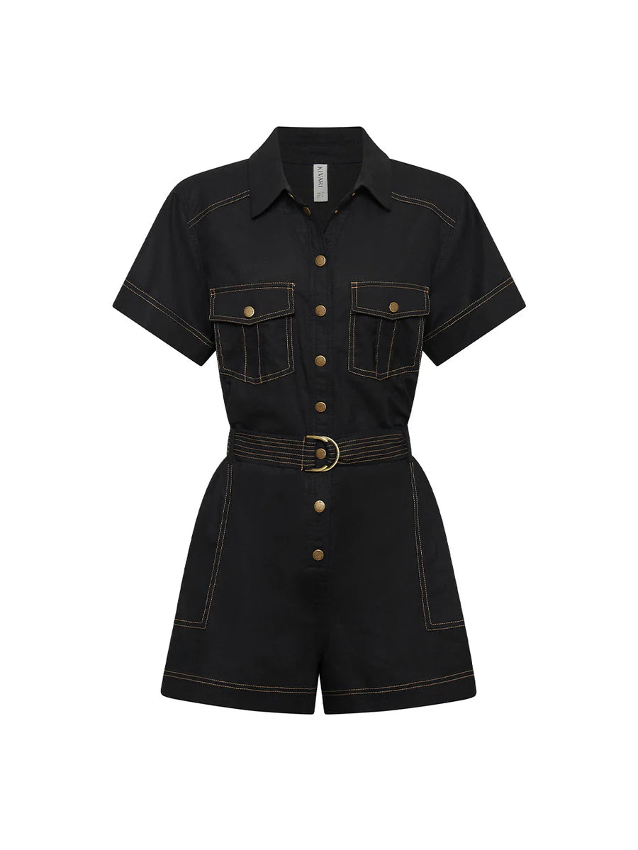 Elysian Collective Kivari Ebony Playsuit Black