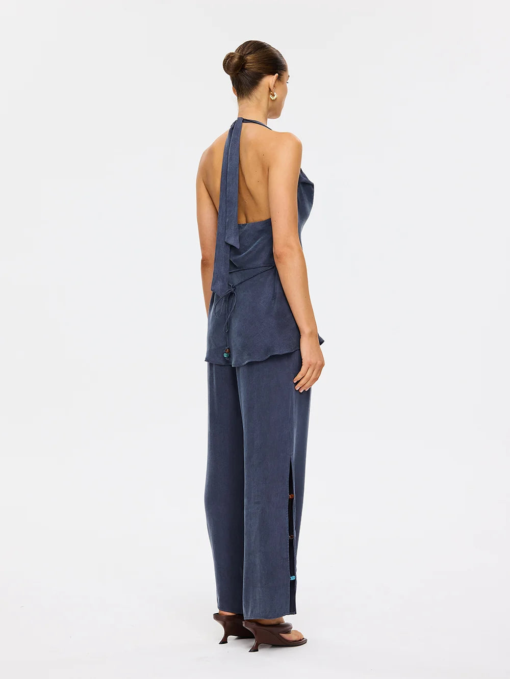 Elysian Collective Kivari Etta Halter Top Petrol