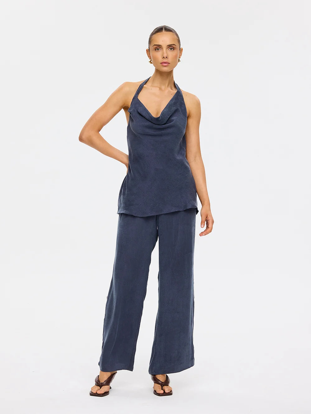 Elysian Collective Kivari Etta Halter Top Petrol