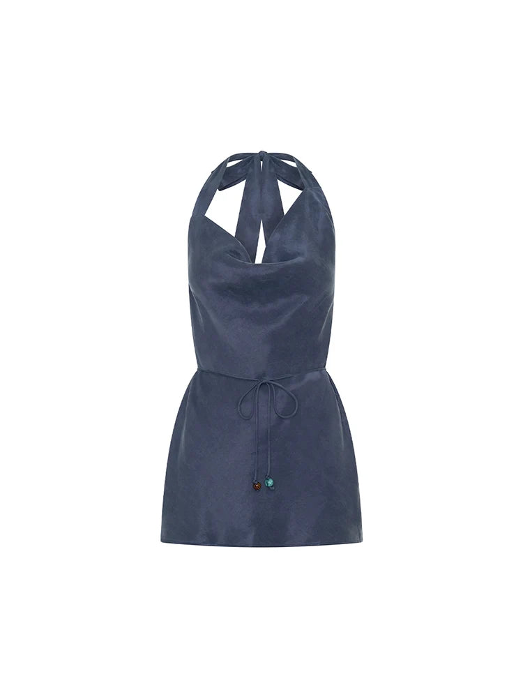 Elysian Collective Kivari Etta Halter Top Petrol