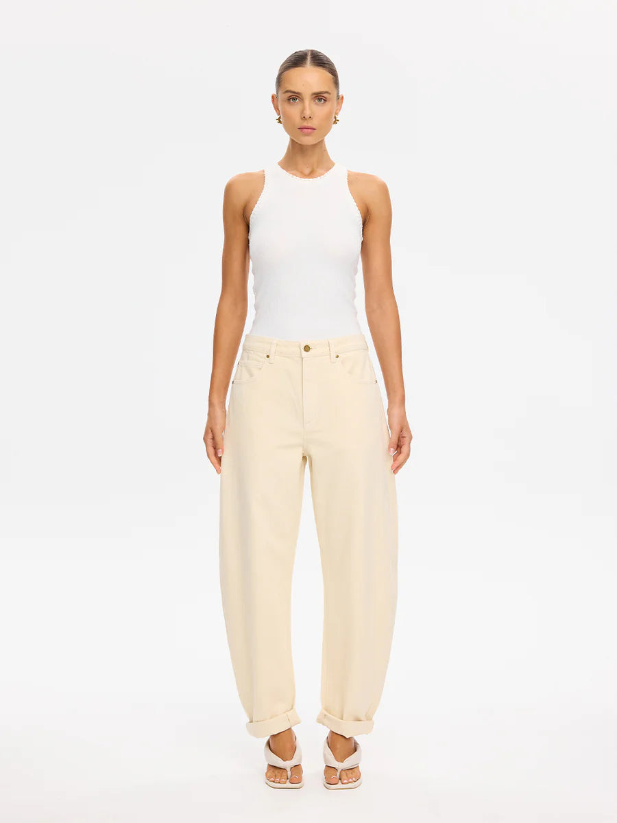 Elysian Collective Kivari Evita Denim Barrel Jean Cream