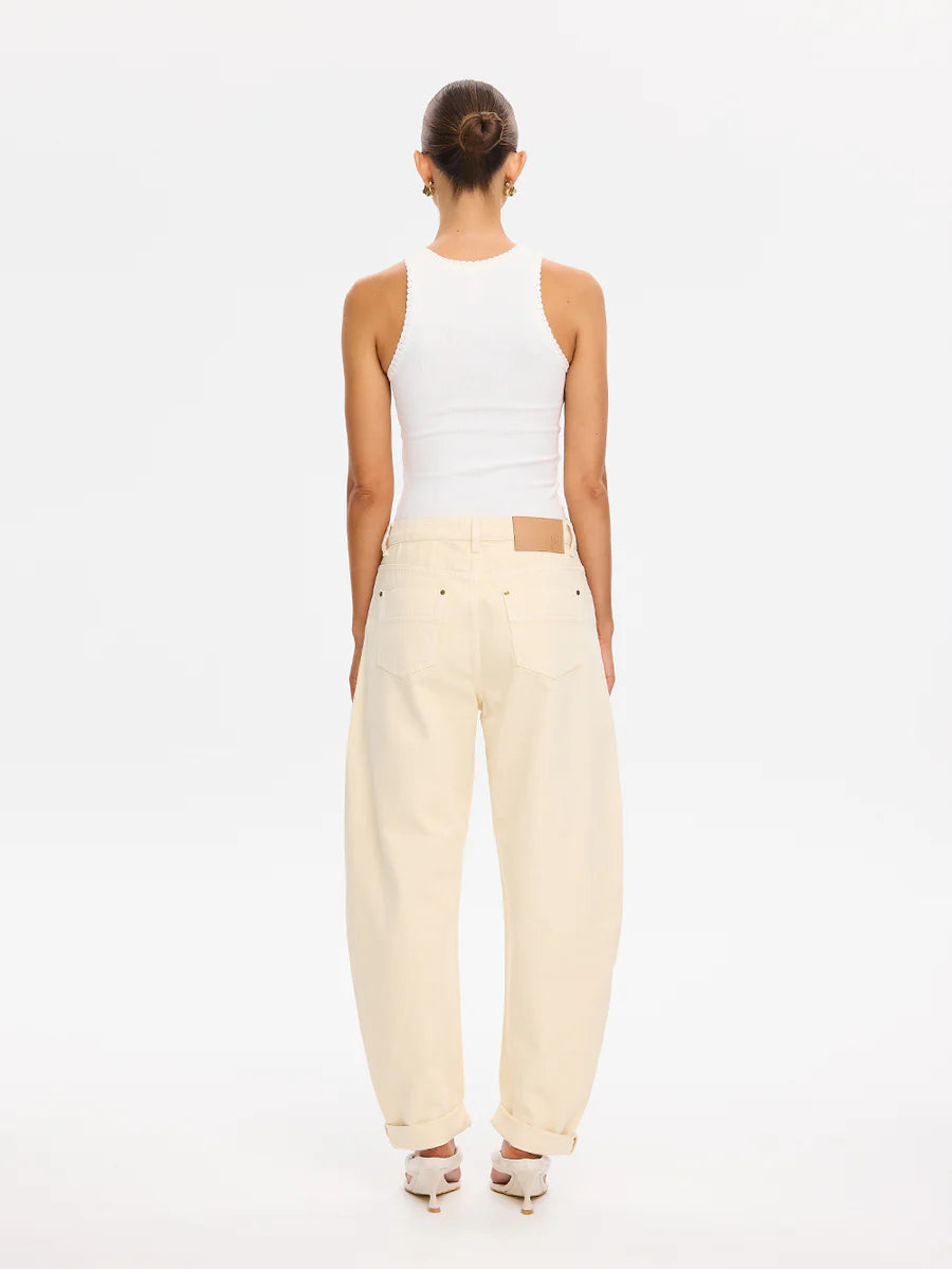 Elysian Collective Kivari Evita Denim Barrel Jean Cream