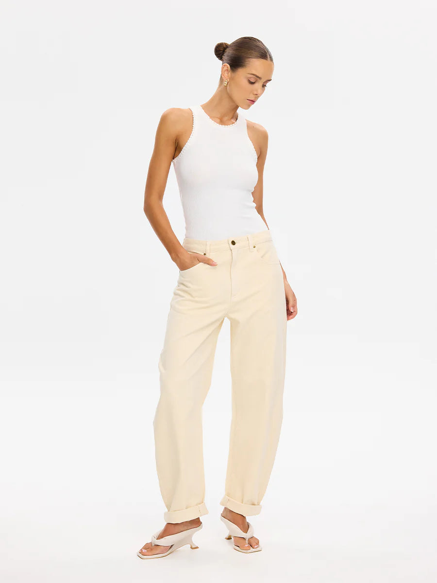 Elysian Collective Kivari Evita Denim Barrel Jean Cream