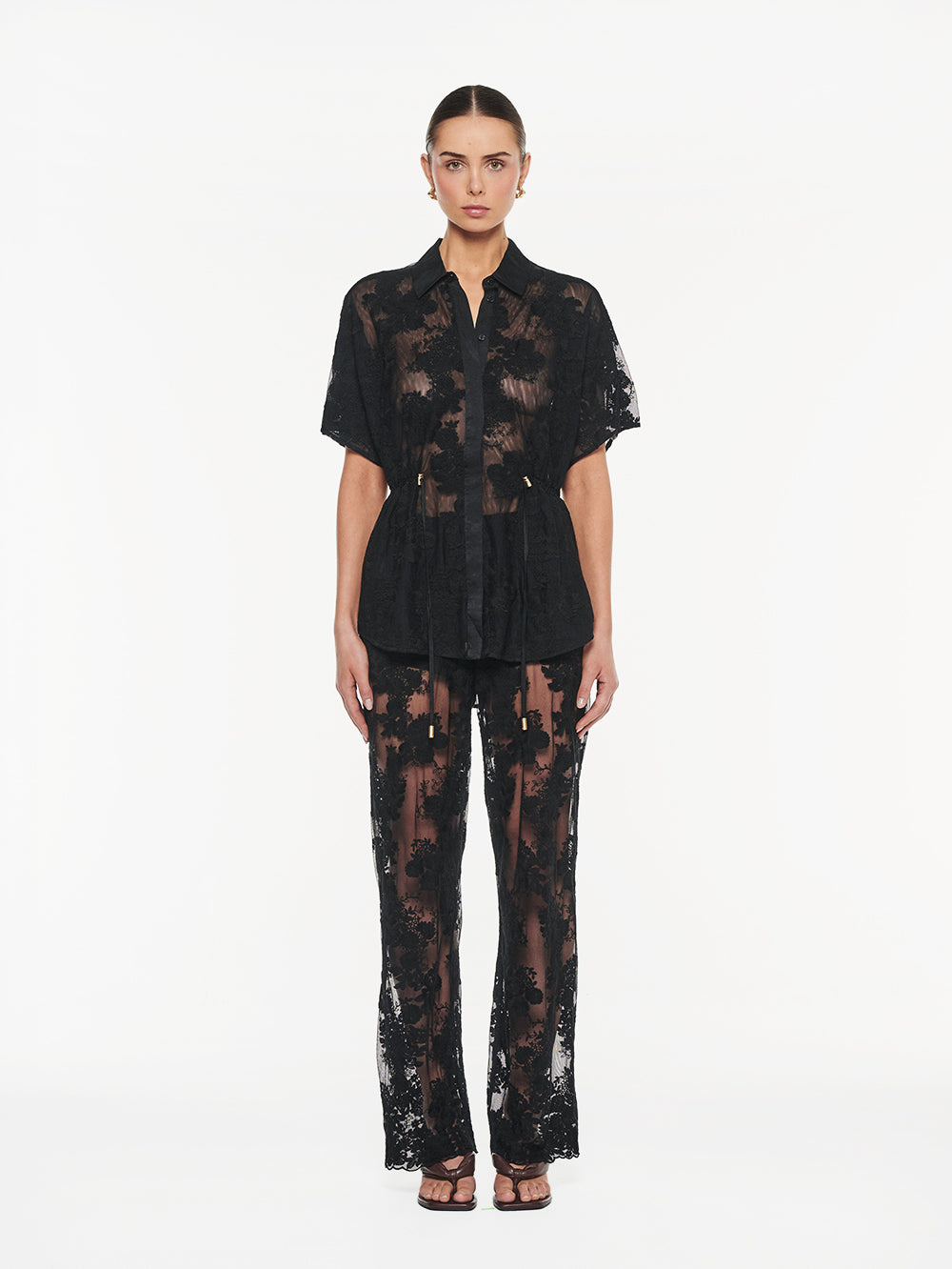 Elysian Collective Kivari Jaxon Lace Shirt Black