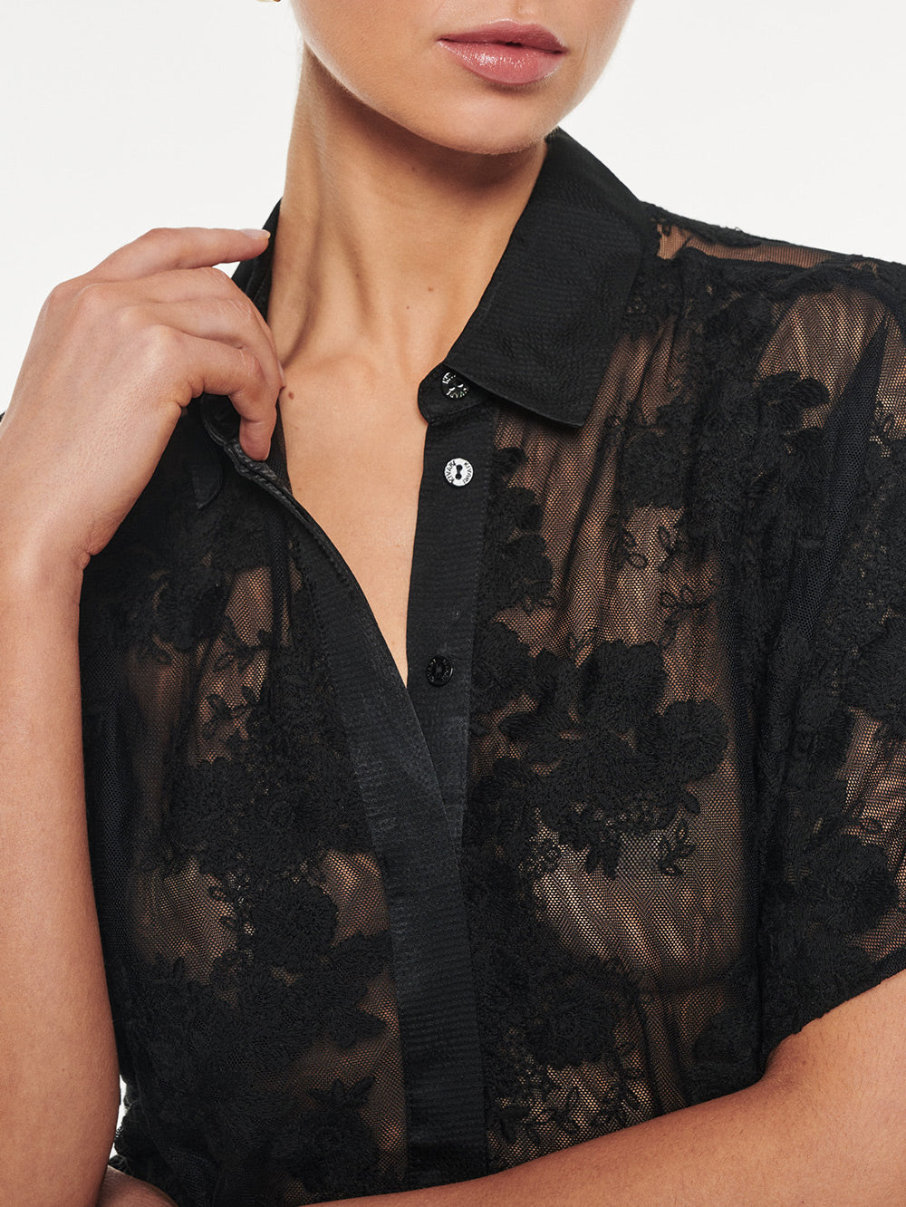 Elysian Collective Kivari Jaxon Lace Shirt Black