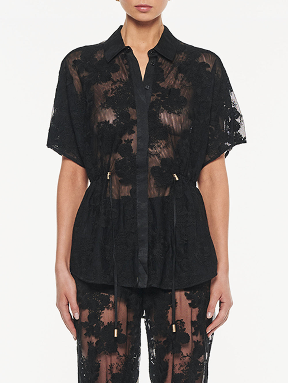 Elysian Collective Kivari Jaxon Lace Shirt Black