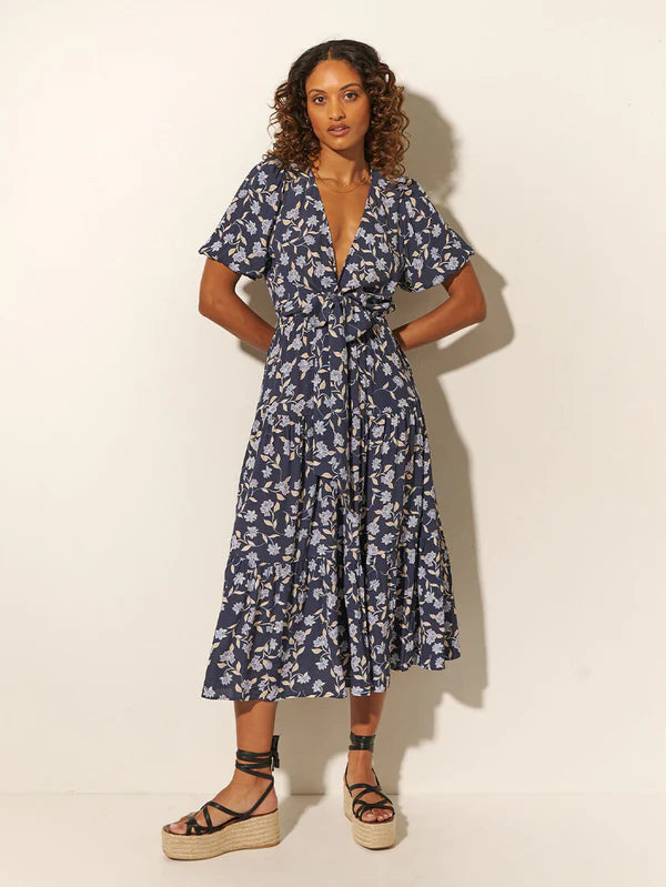 Elysian Collective Kivari Jeanne Tie Front Midi Dress