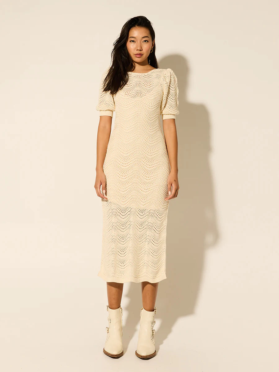 Elysian Collective Kivari Mariana Knit Midi Dress Cream