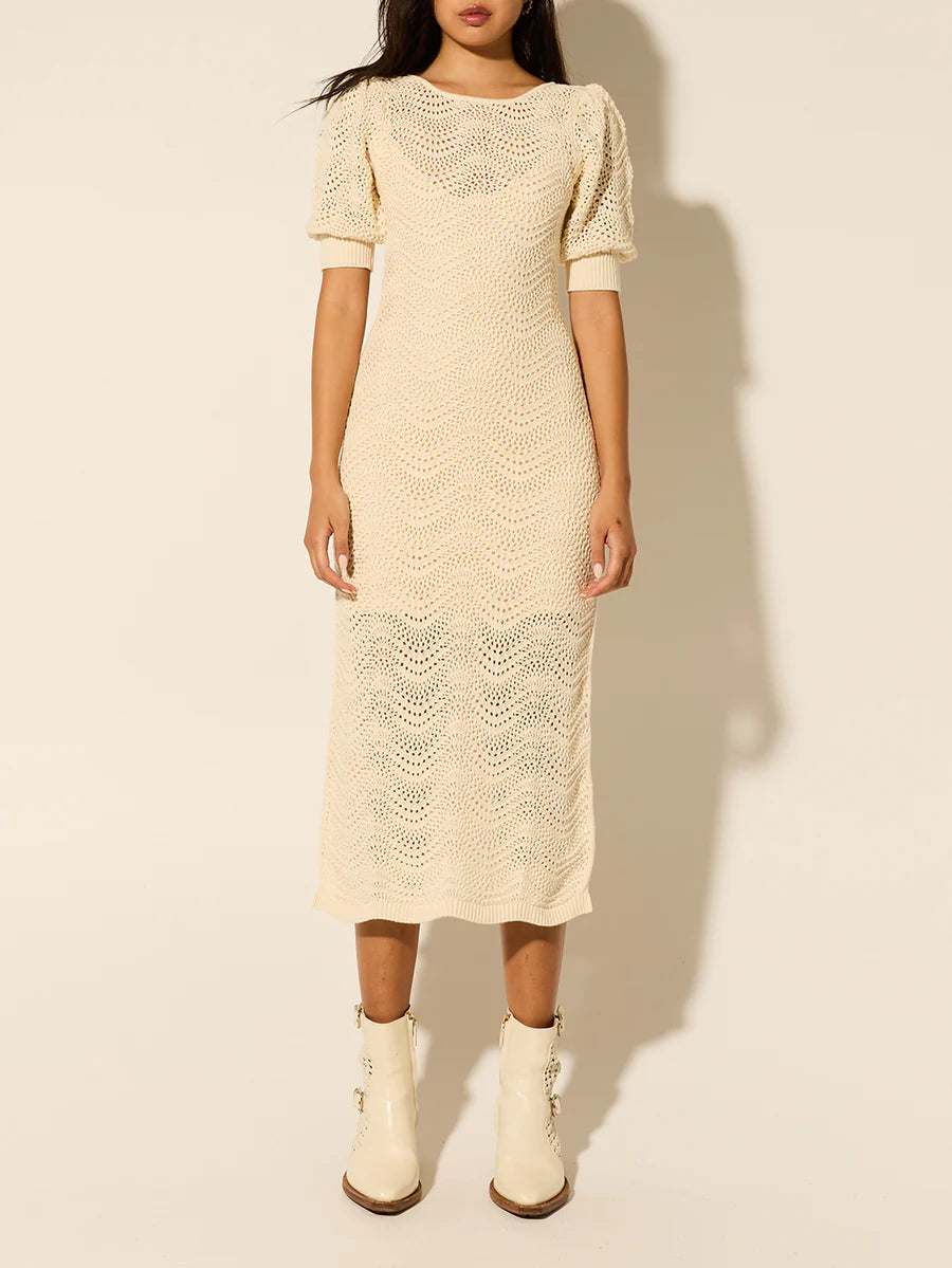 Elysian Collective Kivari Mariana Knit Midi Dress Cream