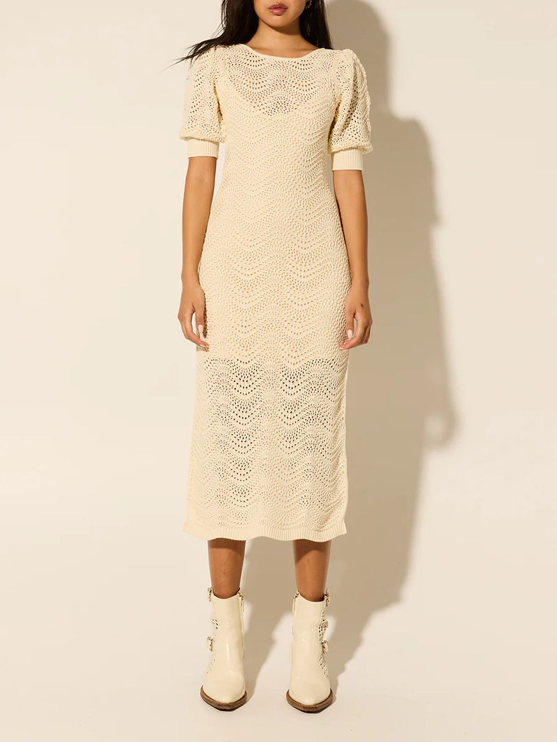 Elysian Collective Kivari Mariana Knit Midi Dress Cream