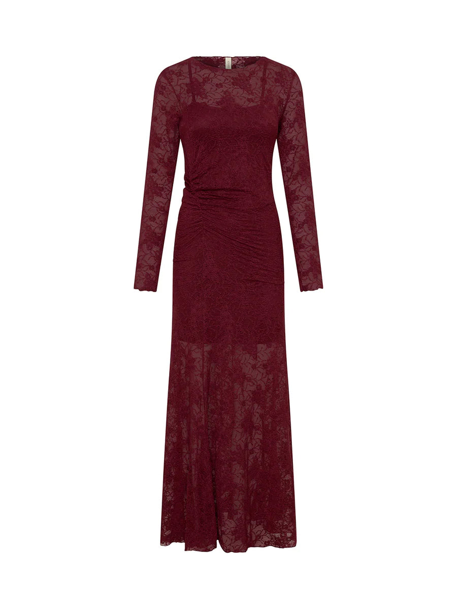 Elysian Collective Kivari Marie Lace Maxi Dress Plum