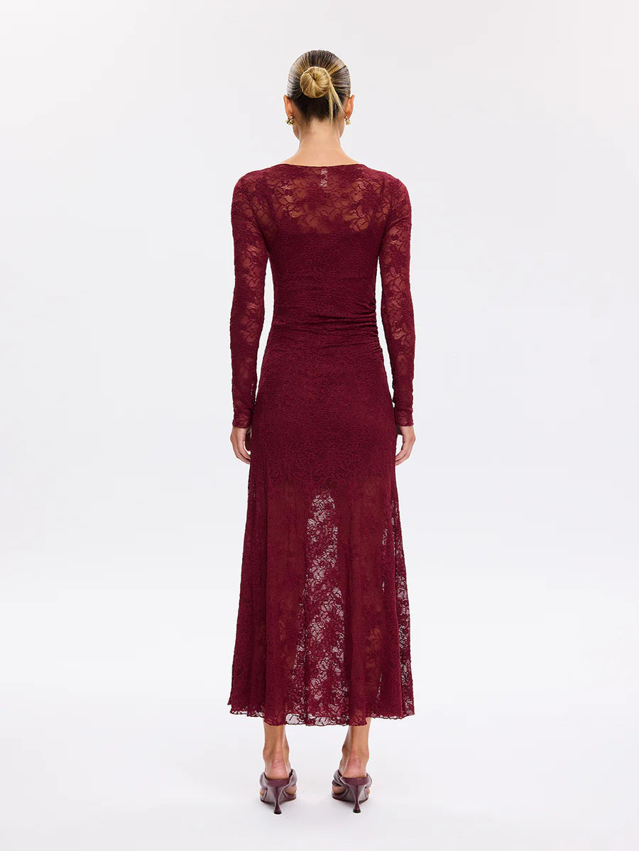 Elysian Collective Kivari Marie Lace Maxi Dress Plum
