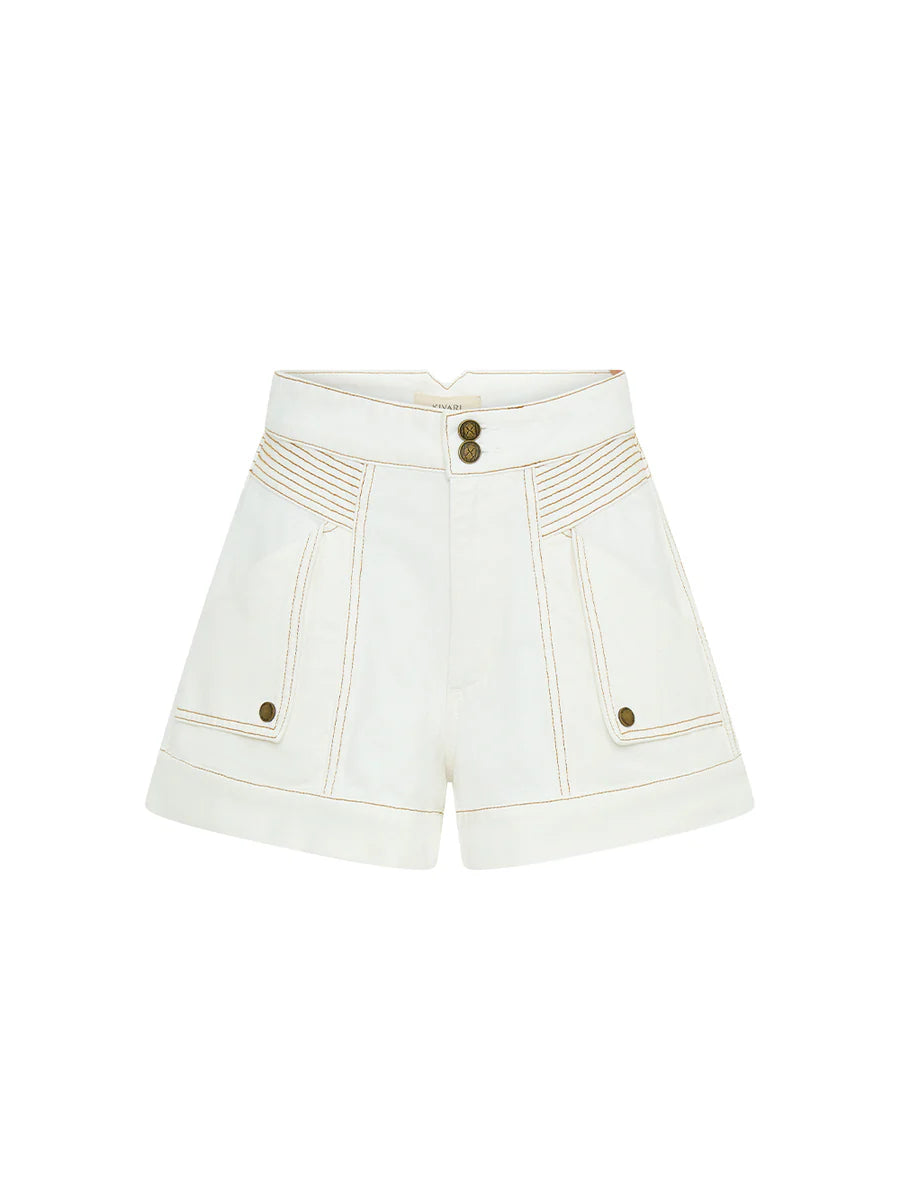 Elysian Collective Kivari Paloma Denim Short White