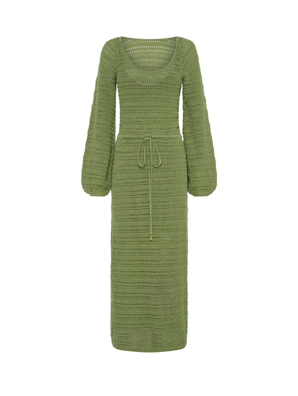 Elysian Collective Kivari Pepe Knit Dress Avocado