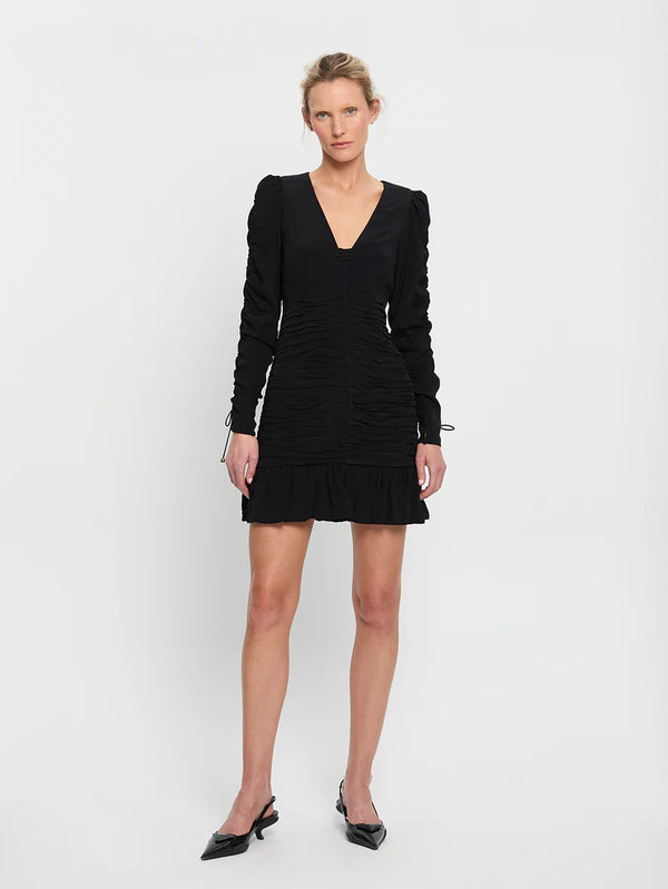 Elysian Collective Kivari Scarlett Gathered Mini Dress Black