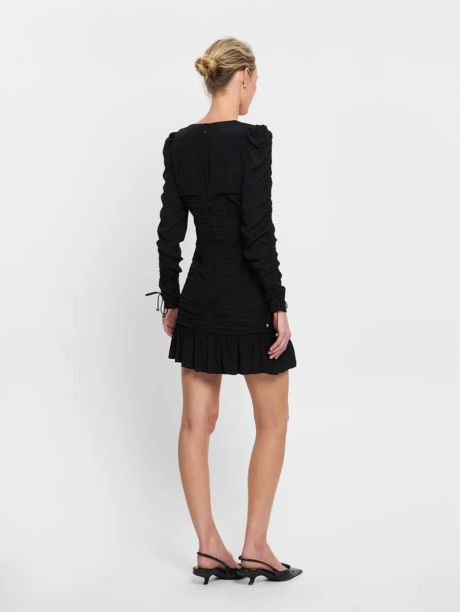 Elysian Collective Kivari Scarlett Gathered Mini Dress Black