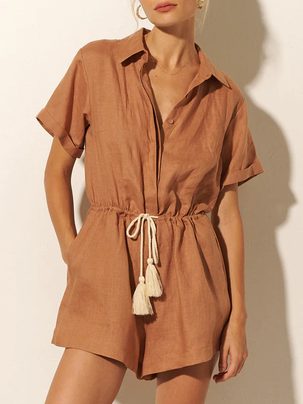 Elysian Collective Kivari Tully Playsuit Mocha