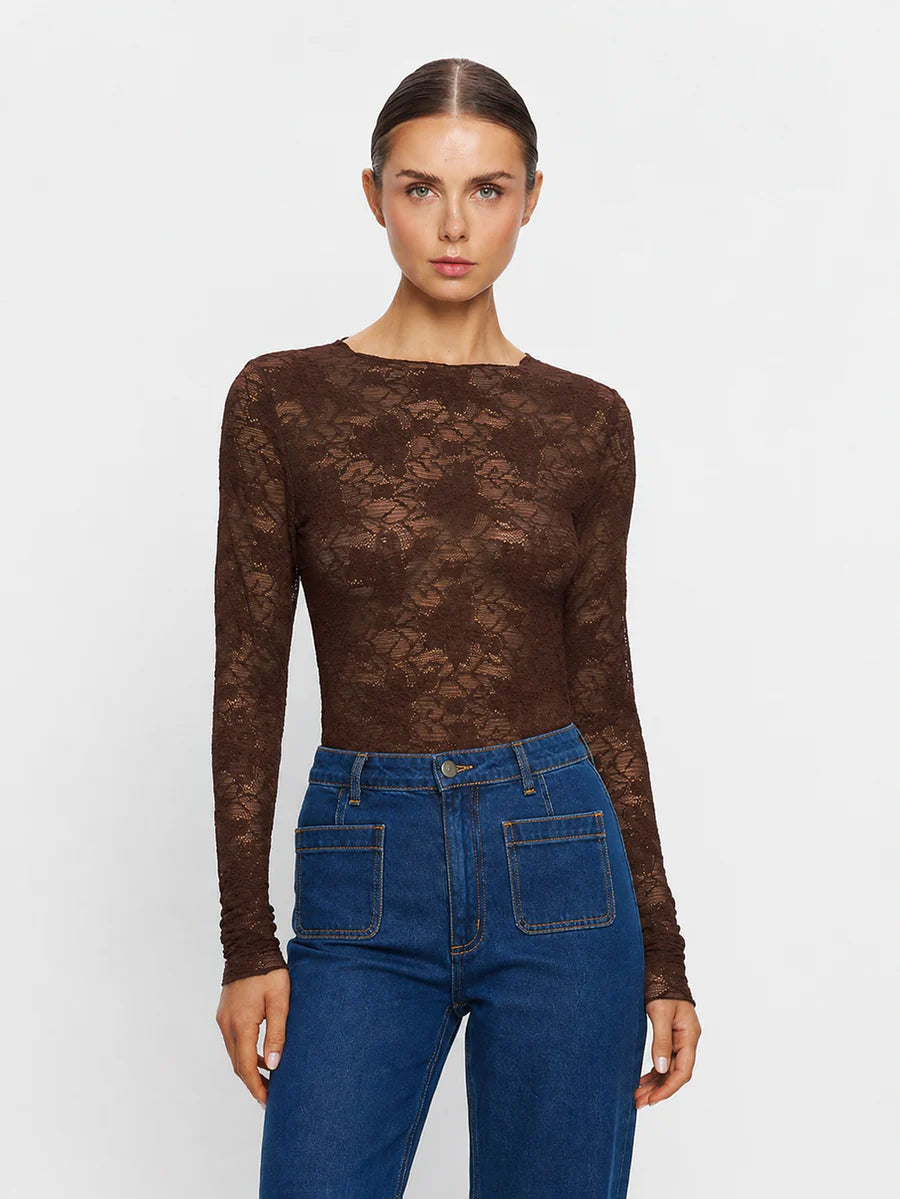 Elysian Collective Kivari Victoria Lace Top Chocolate