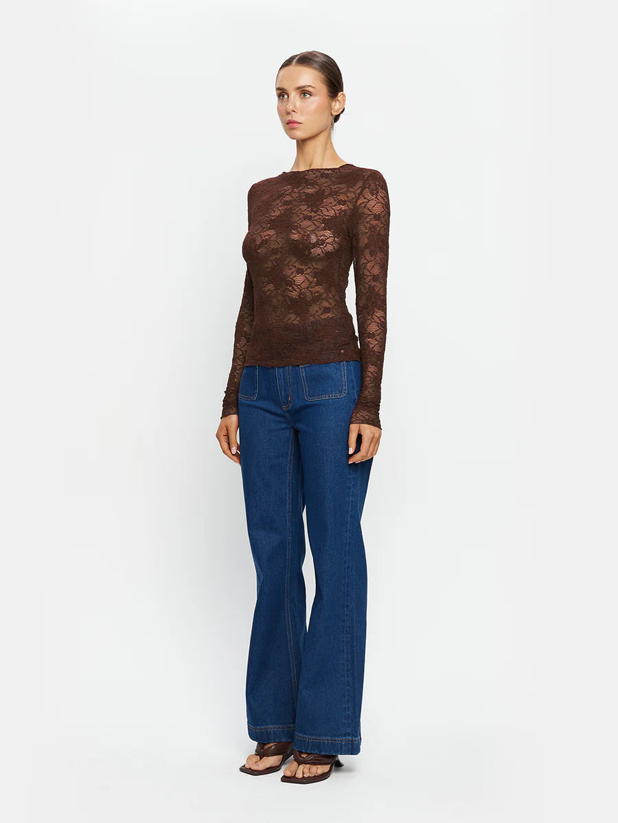 Elysian Collective Kivari Victoria Lace Top Chocolate