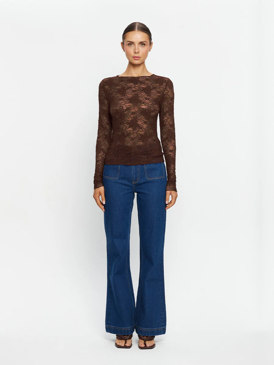 Elysian Collective Kivari Victoria Lace Top Chocolate
