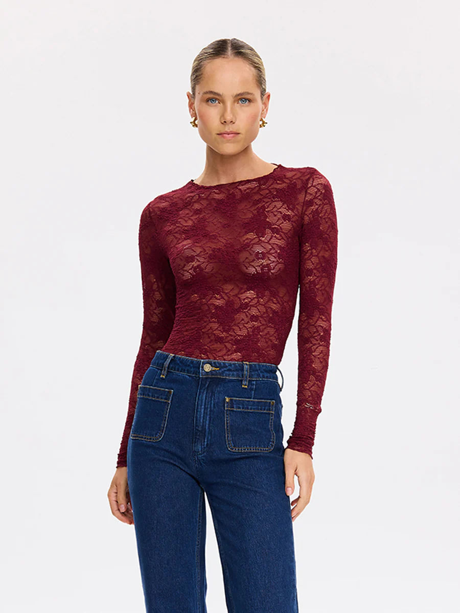 Elysian Collective Kivari Victoria Lace Top Plum