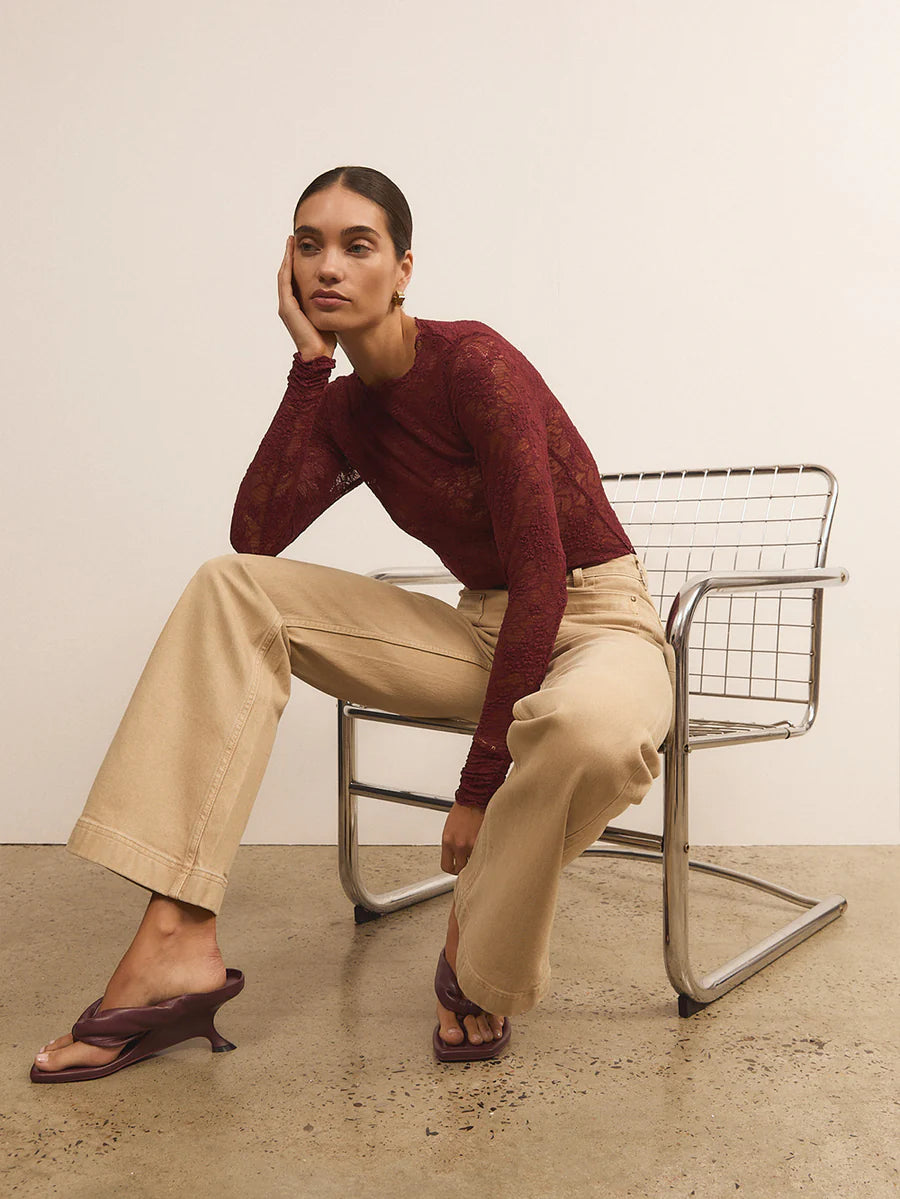 Elysian Collective Kivari Victoria Lace Top Plum