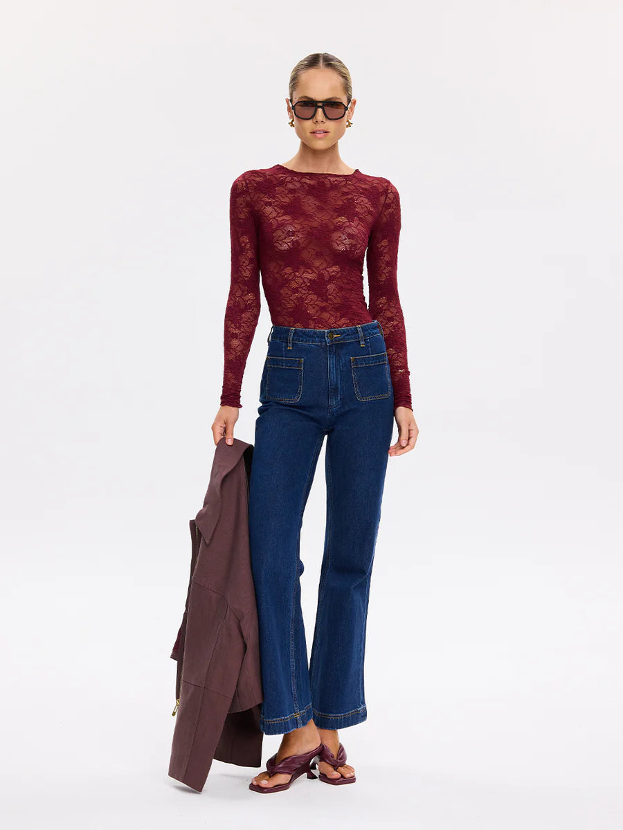 Elysian Collective Kivari Victoria Lace Top Plum