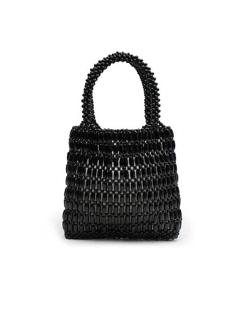 Black top beaded handbag